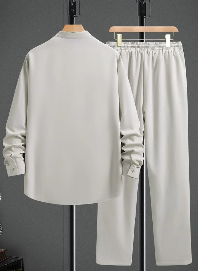 تايك تو طقم قميص بأزرار سادة وبنطلون